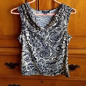 Chaps black swirl blouse size Large